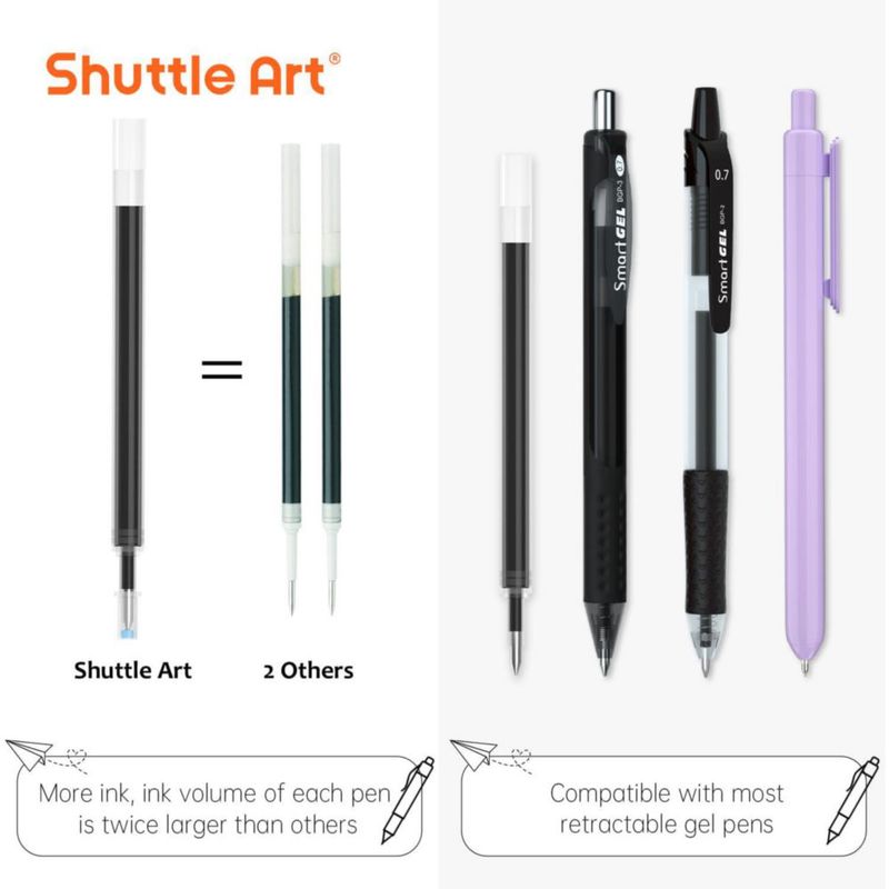 Recargas de bolígrafo de gel Shuttle Art 07 mm negro 30 unidades