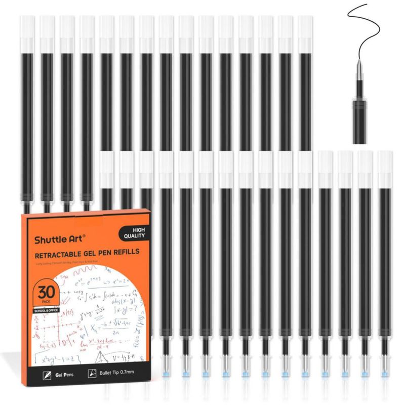 Recargas de bolígrafo de gel Shuttle Art 07 mm negro 30 unidades