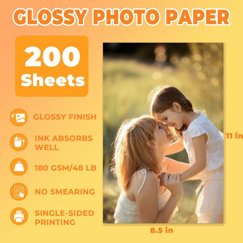 Papel Fotográfico HTVRONT 21x28 cm 200 Hojas 180 g/m²