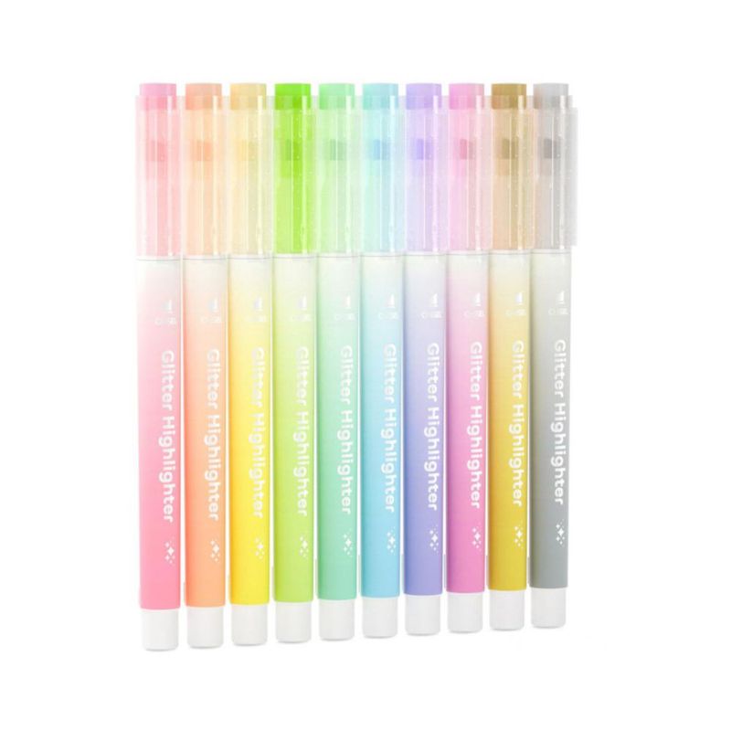 Resaltadores con Brillo Shuttle Art 10 colores punta de cincel de secado rápido