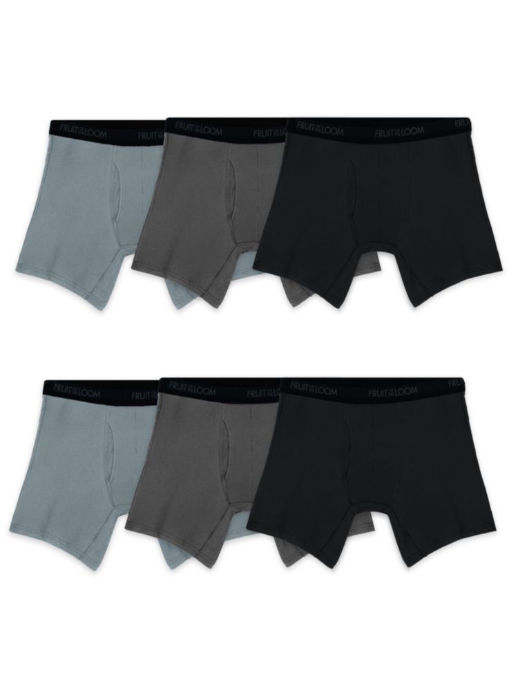 Calzoncillos tipo boxer Fruit of the Loom paquete de 6 negro/gris talla mediana