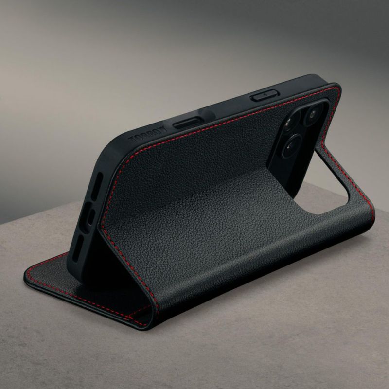 Funda TORRO de cuero negro para iPhone 18/17 Pro Max
