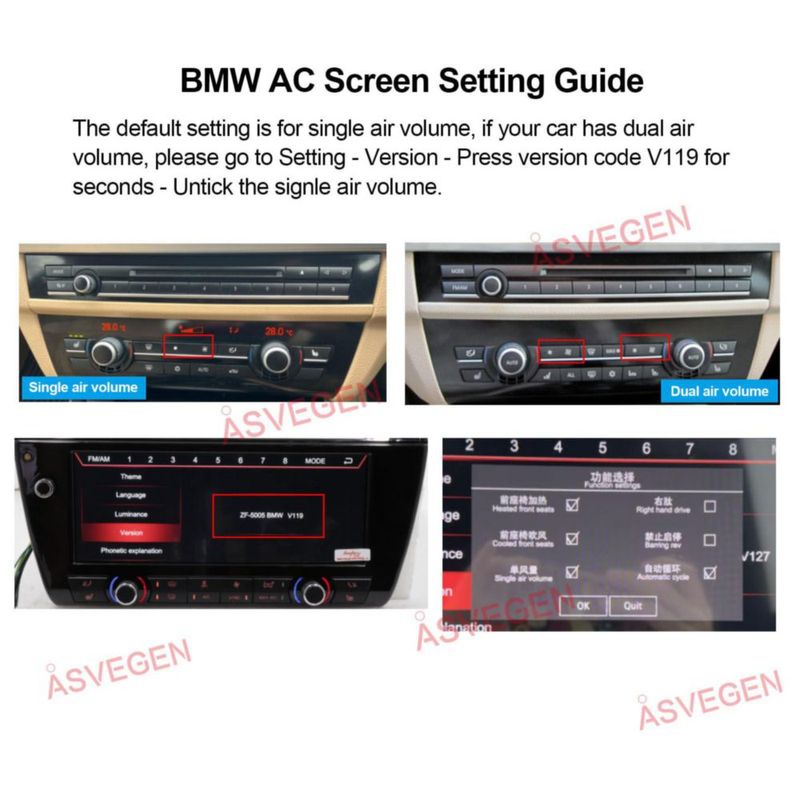 Panel de climatizador AC ASVEGEN 10.25" BMW Serie 5 F10 F11
