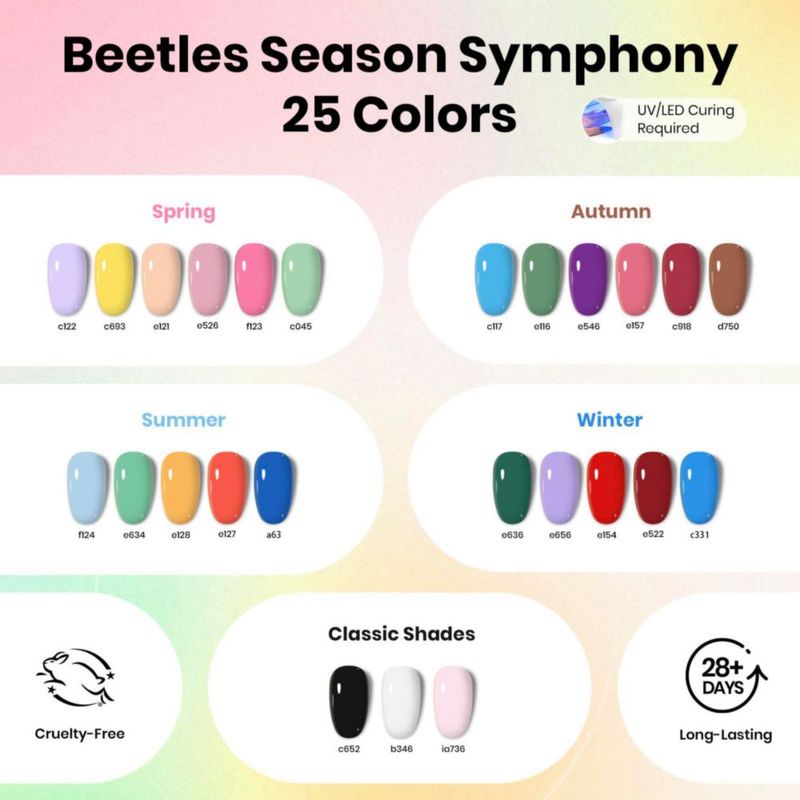 Kit de esmalte de uñas en gel Beetles 37 piezas lámpara UV 25 colores