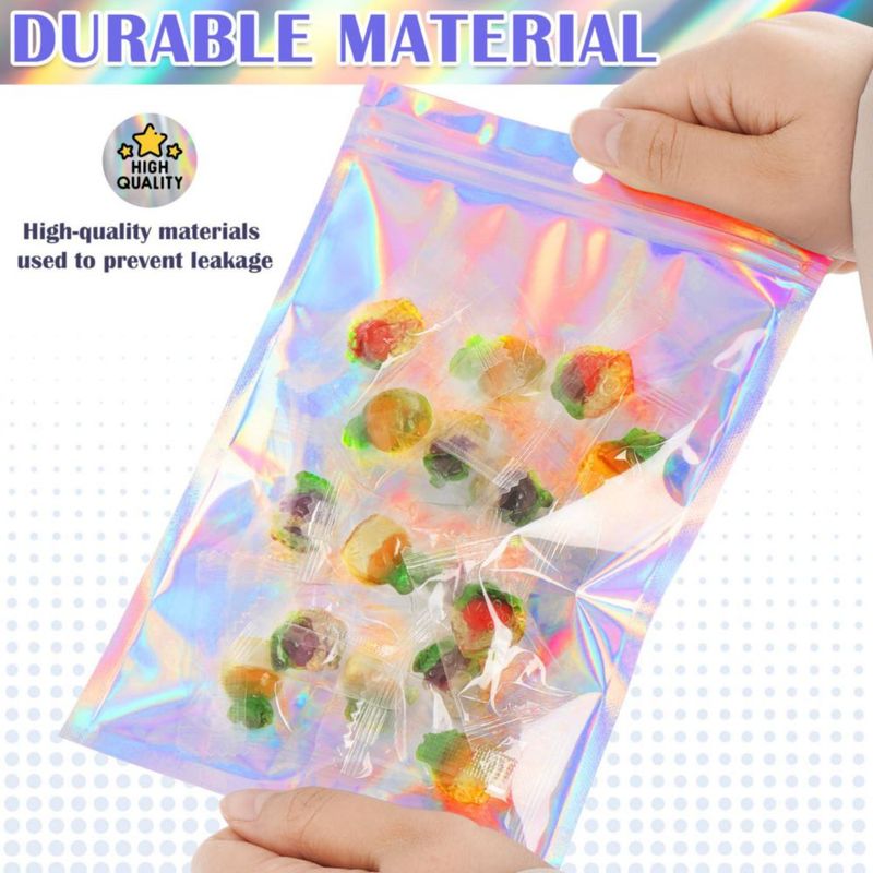 Bolsas Mylar JETMORE 10 x 15 cm 100 piezas Holográficas con Cierre Resellable