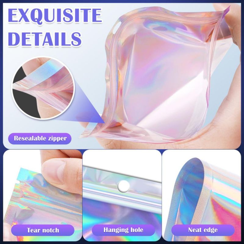 Bolsas Mylar JETMORE 10 x 15 cm 100 piezas Holográficas con Cierre Resellable