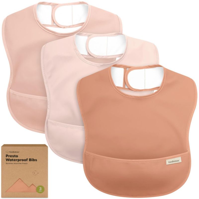 Baberos impermeables KeaBabies pack de 3 color beige