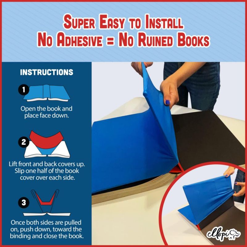 Funda de libro ELLOPI elástica 23 × 28 cm azul claro