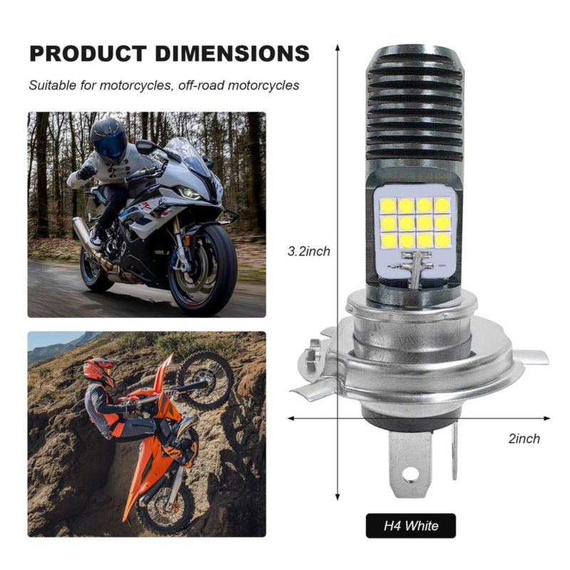 Faro LED Sbulhia 9-16V H4 Impermeable para Motocicleta y ATV