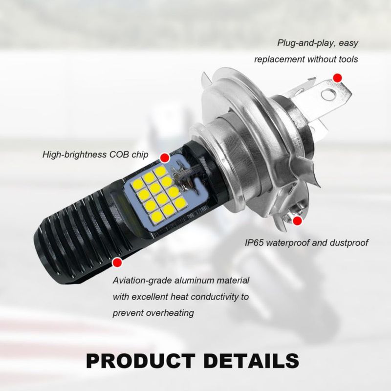 Faro LED Sbulhia 9-16V H4 Impermeable para Motocicleta y ATV