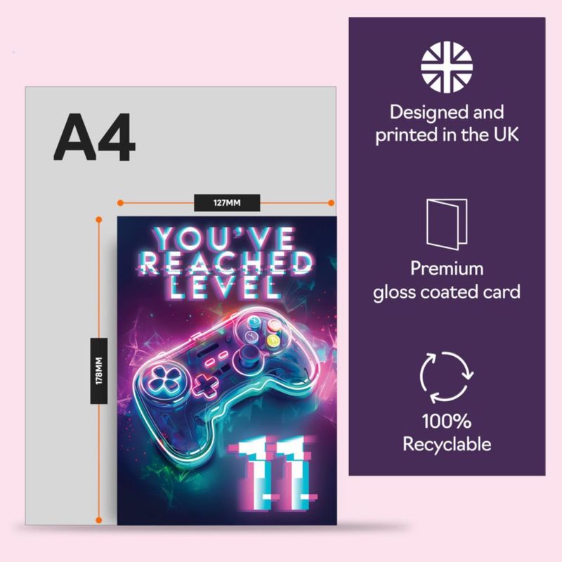 Tarjeta de Cumpleaños Gamer 11.º – Giftzie 14 cm x 21 cm