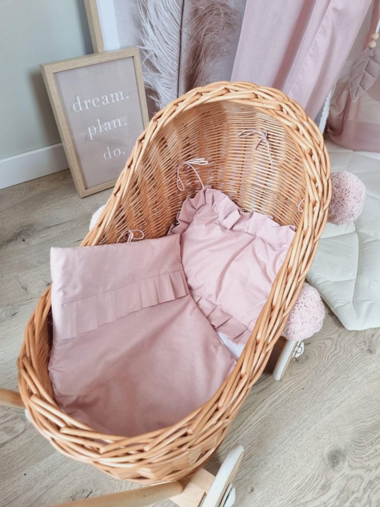 Cochecito de Muñecas Wiklibox Ratán 43 cm Natural Rosa