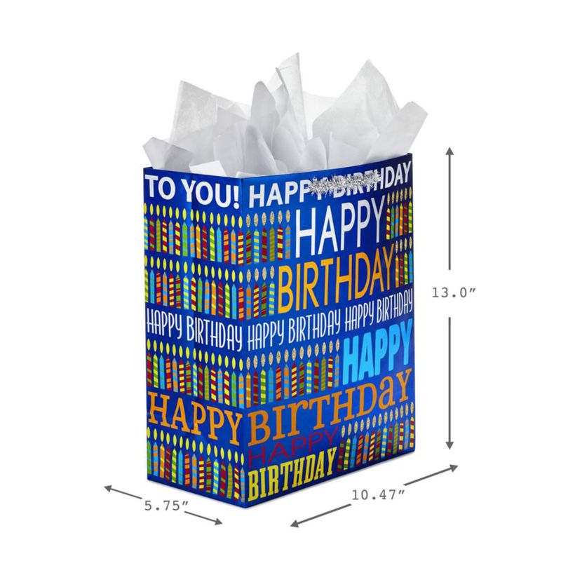 Bolsa de Regalo Hallmark 33 cm Azul "Feliz Cumpleaños" con Papel de Seda