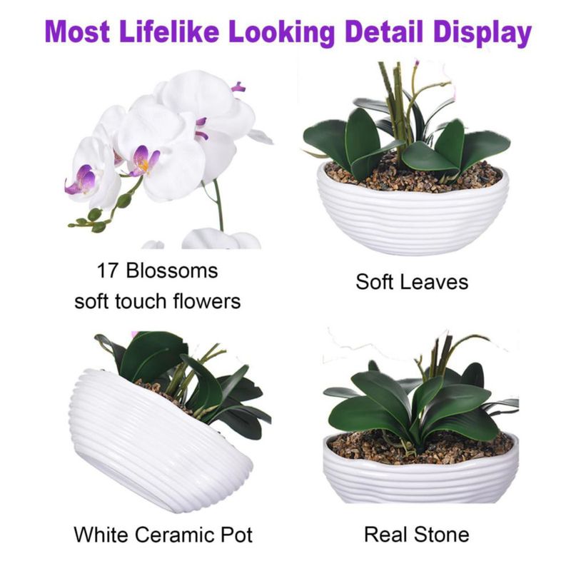Orquídea GreenHouzz 48 cm Centro de Mesa de Seda Blanca