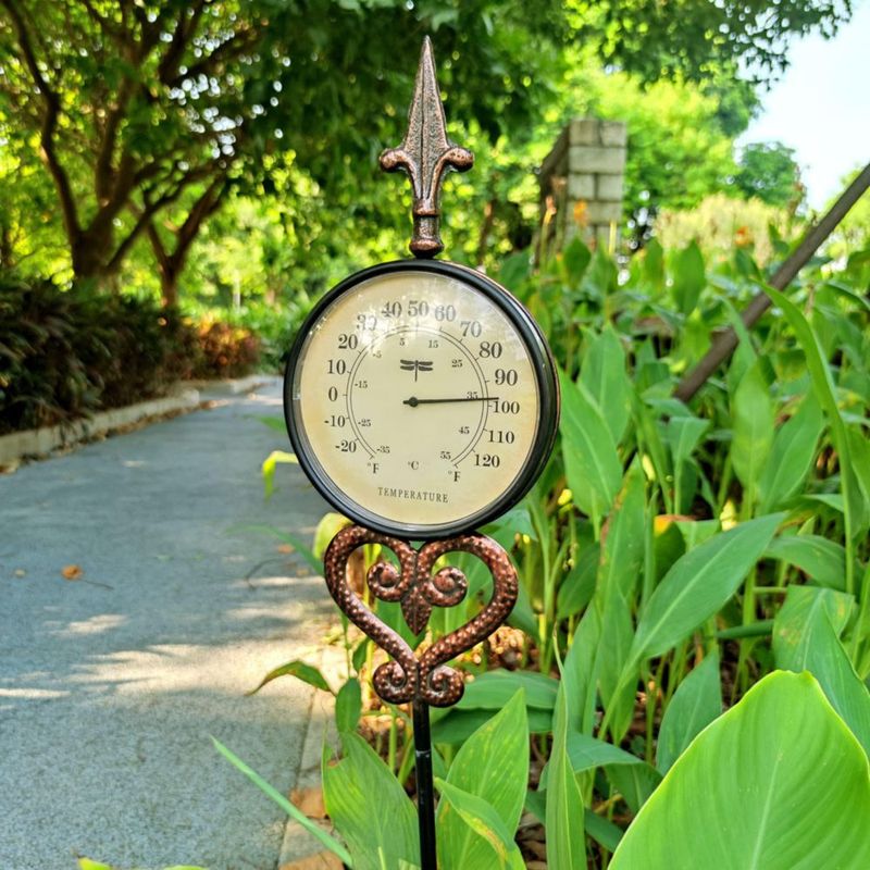 Termómetro VIOYOUNS de metal decorativo para jardín y exteriores