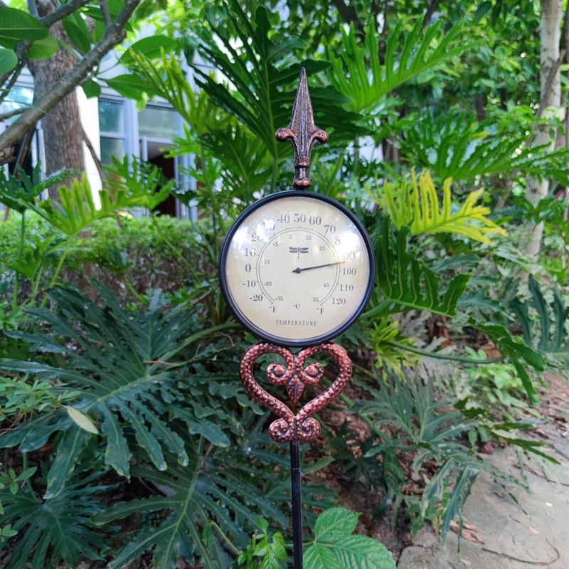 Termómetro VIOYOUNS de metal decorativo para jardín y exteriores