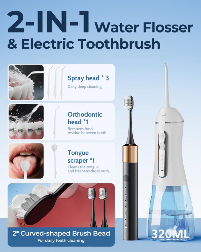 Irrigador bucal VOLTLEAP Combo de cepillo de dientes sónico IPX7