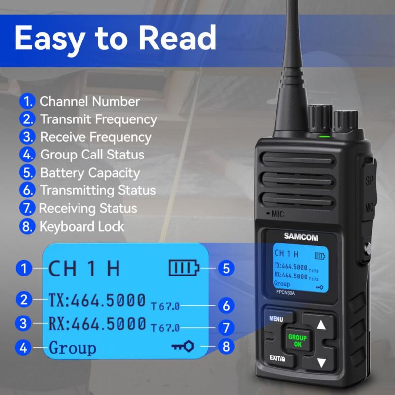 Radio de dos vías SAMCOM FPCN30A 5W 20 canales pack de 9