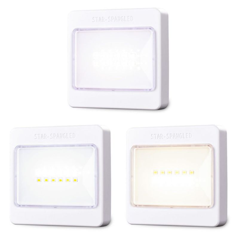Luz LED tipo puck STAR-SPANGLED de 9 cm regulable – Pack de 3