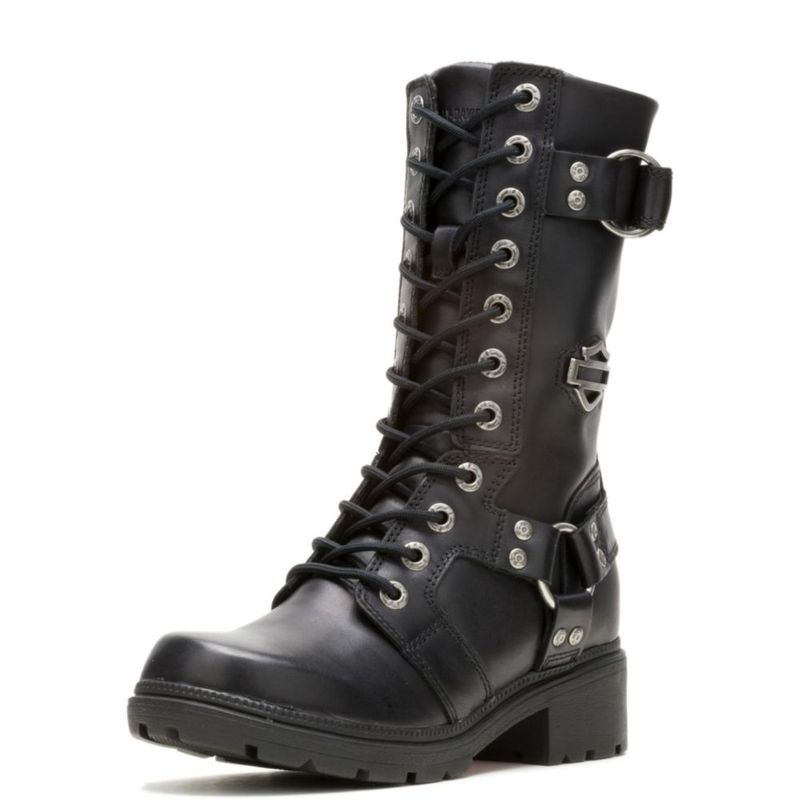 Bota Harley‑Davidson EDA de Cuero para Mujer Negra Talla 11