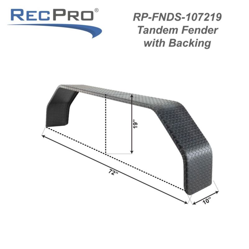 Guardabarros RecPro Negro para Eje Tándem 25 x 183 x 50 cm Acanalado Tipo Diamante