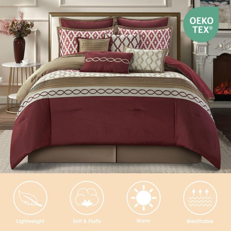 Juego de ropa de cama LANCO MODERN LIFESTYLE Queen Burdeos 10 piezas
