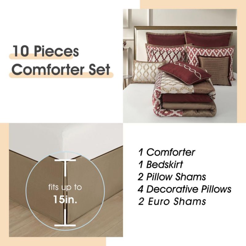 Juego de ropa de cama LANCO MODERN LIFESTYLE Queen Burdeos 10 piezas