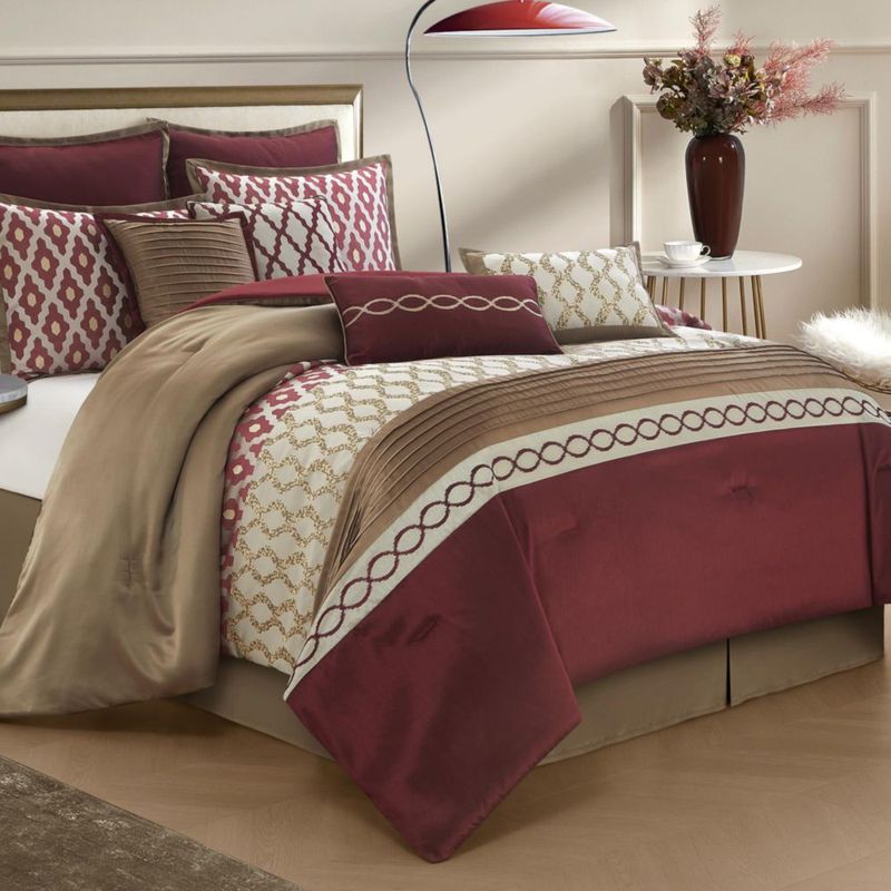 Juego de ropa de cama LANCO MODERN LIFESTYLE Queen Burdeos 10 piezas