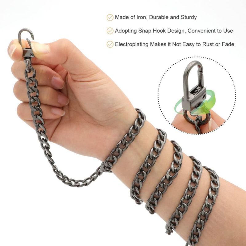 Cadena para bolso RAPUDA 39 cm/60 cm/80 cm/120 cm negro – paquete de 4