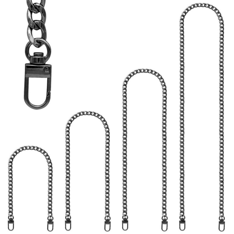 Cadena para bolso RAPUDA 39 cm/60 cm/80 cm/120 cm negro – paquete de 4