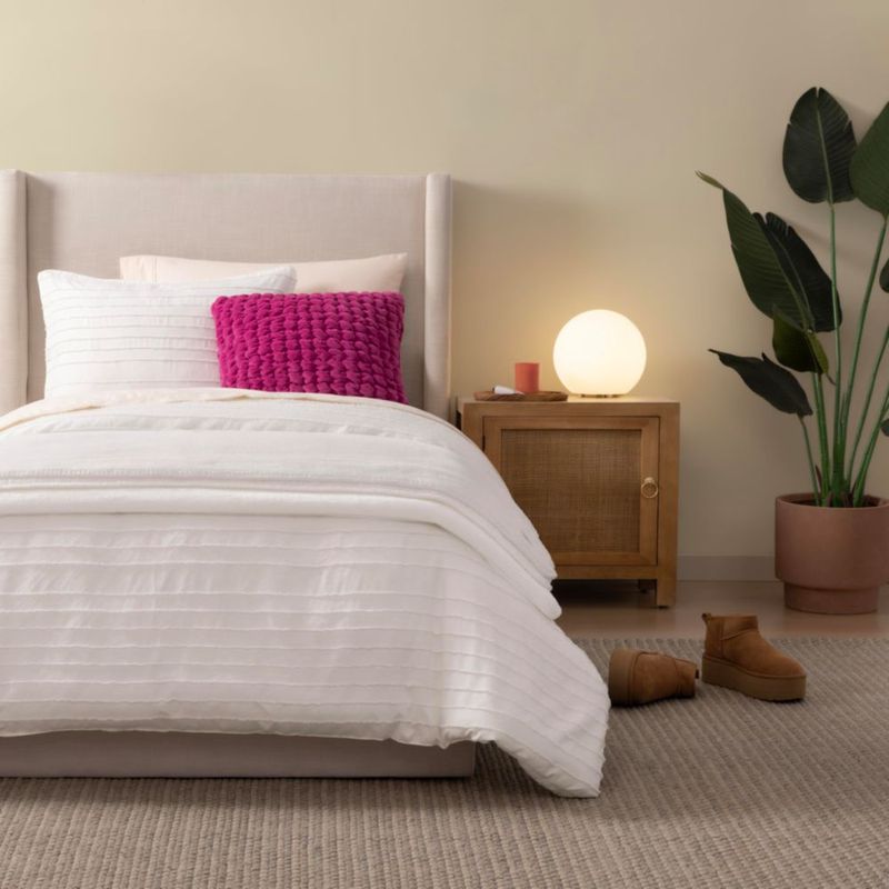 Manta UGG 167 cm x 228 cm de forro polar de felpa blanca