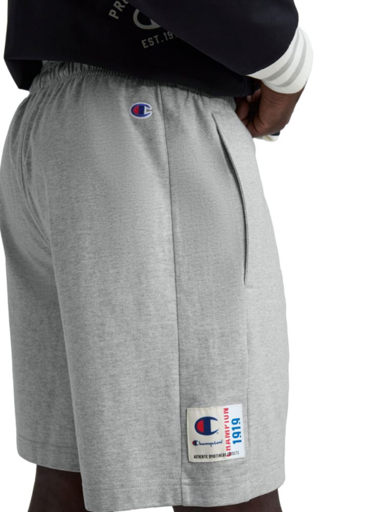 Shorts Champion de algodón jaspeado con logo tipográfico 18 cm – Talla XL