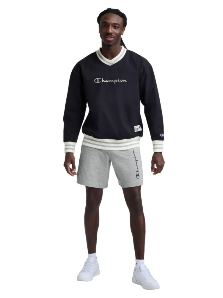 Shorts Champion de algodón jaspeado con logo tipográfico 18 cm – Talla XL