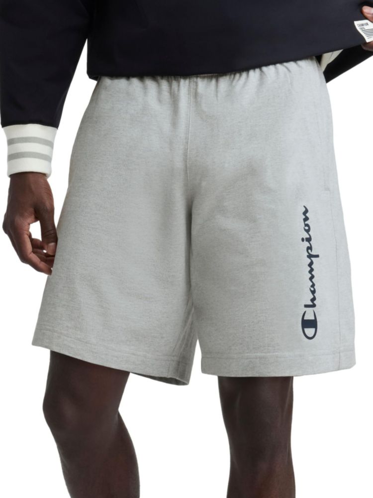 Shorts Champion de algodón jaspeado con logo tipográfico 18 cm – Talla XL