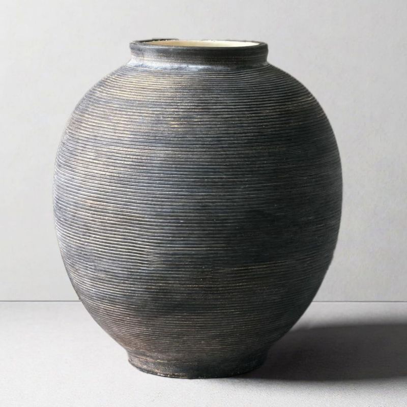 Jarrón Kayolin 25 cm con esmalte negro y bronce