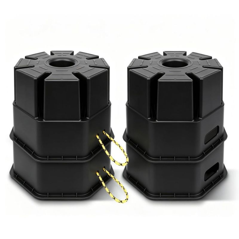 Bloques de Cuña para RV HOXWELL 4 uds 20 cm Negro con Bolsa