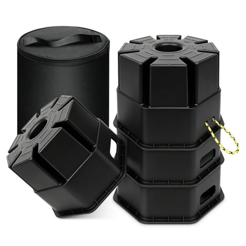 Bloques de Cuña para RV HOXWELL 4 uds 20 cm Negro con Bolsa