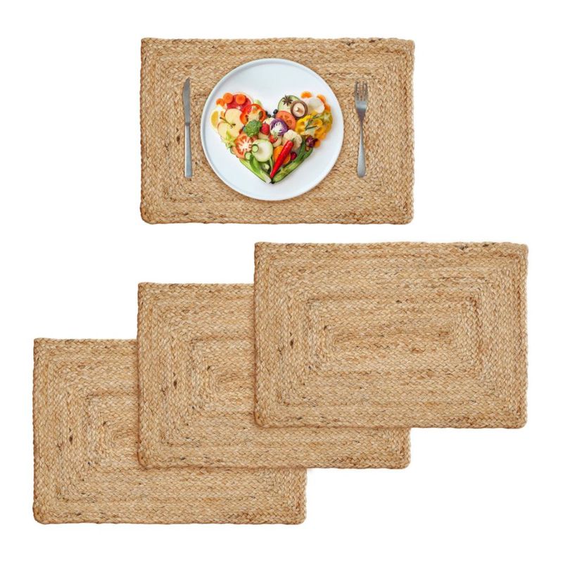 Juego de 4 manteles individuales de yute trenzado Hausattire color natural
