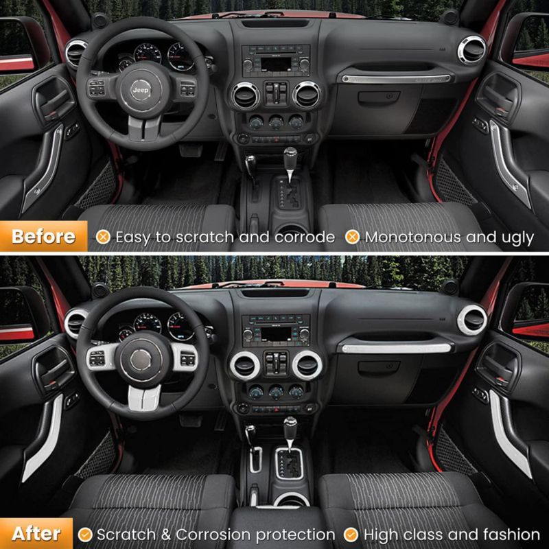 Kit de molduras interiores E-cowlboy para Jeep Wrangler JK 2011‑2018 (blanco)