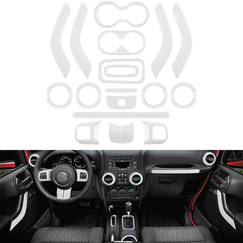 Kit de molduras interiores E-cowlboy para Jeep Wrangler JK 2011‑2018 (blanco)