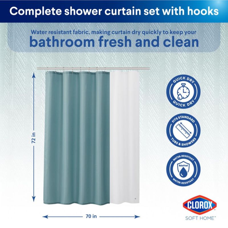 Cortina de Ducha Clorox Aqua 178 cm x 183 cm con 12 Ganchos