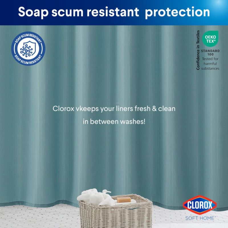 Cortina de Ducha Clorox Aqua 178 cm x 183 cm con 12 Ganchos