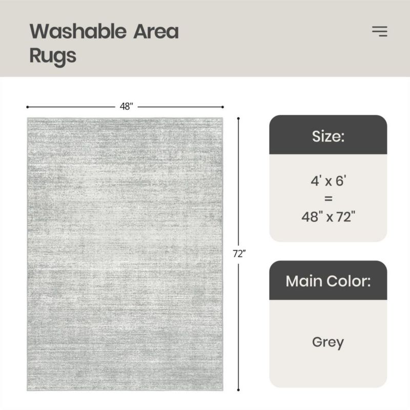 Alfombra de área Valenrug 122x152 cm Gris Lavable Antideslizante