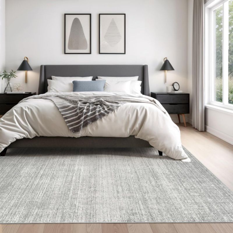 Alfombra de área Valenrug 122x152 cm Gris Lavable Antideslizante