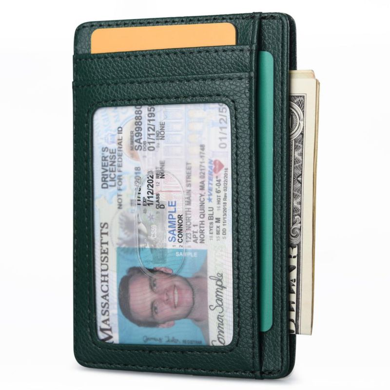 Billetera Buffway RFID Verde Lichee Slim Minimalista