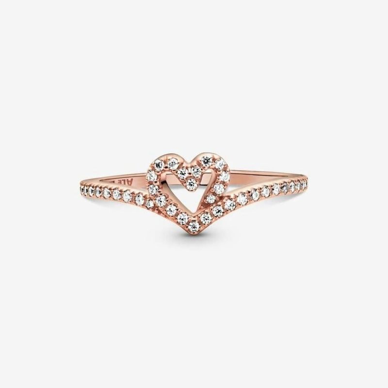 Anillo PANDORA Sparkling Wishbone Heart 7.5
