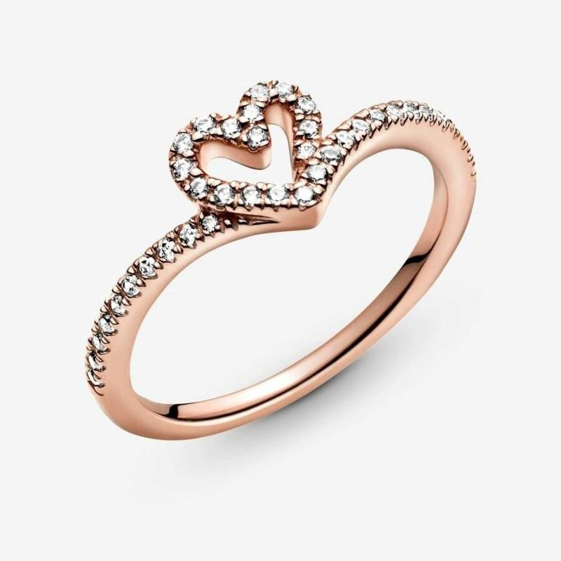 Anillo PANDORA Sparkling Wishbone Heart 7.5