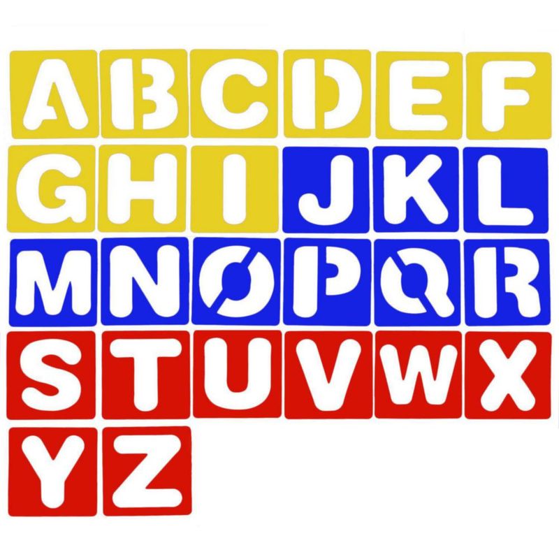 Plantillas de letras TecUnite 26 piezas 10 cm rojo azul y amarillo