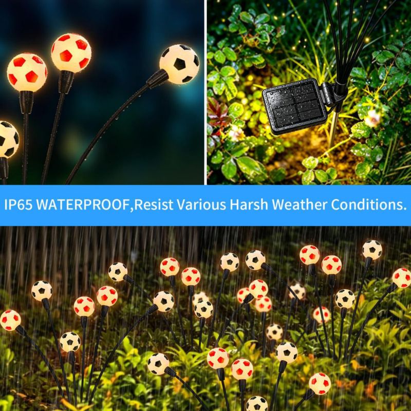 Luces solares ASMAD 8 unidades con diseño de balón de fútbol impermeables para exteriores