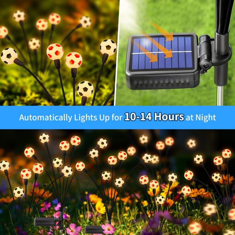 Luces solares ASMAD 8 unidades con diseño de balón de fútbol impermeables para exteriores